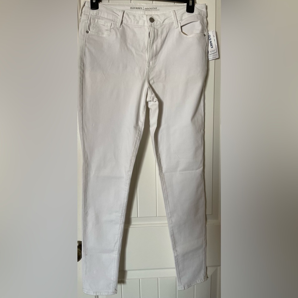 White Rockstar skinny mid-rise jeans